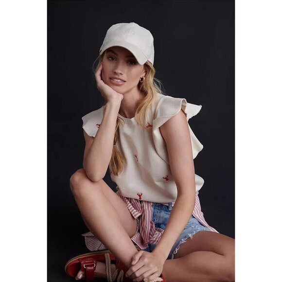 T.La Ivory Sleeveless Lobster Print Ruffle Sleeve Sweatshirt - Picture 6 of 8